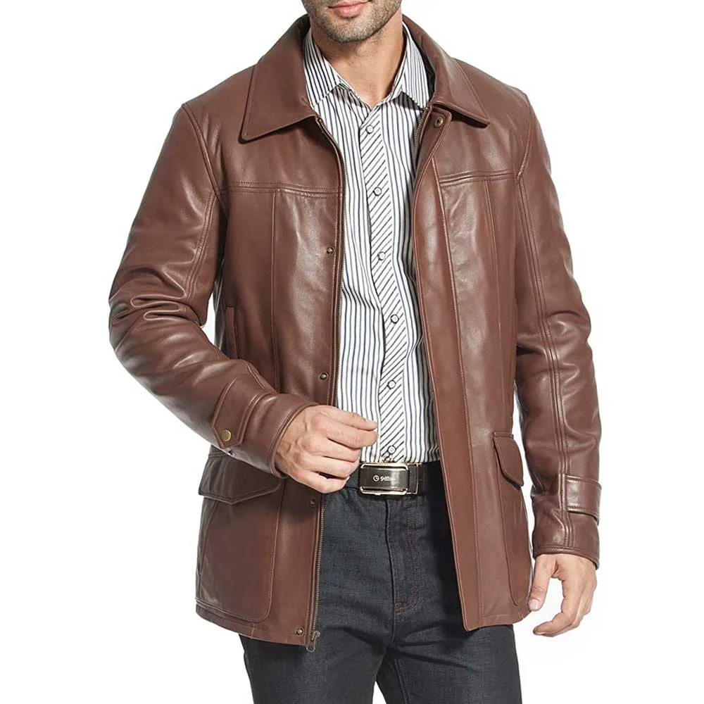 Brown Leather Trench Coat Men’s – Lambskin Leather Coats