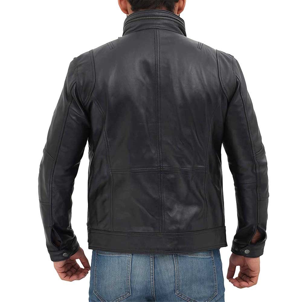 Moffit Black Leather Motorcycle Jacket Men/Gloria Leather - Image 4